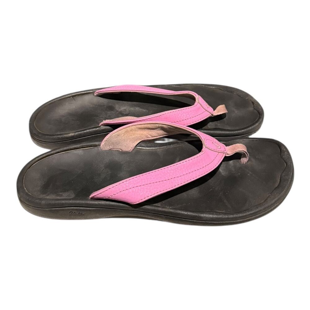 Olukai Ohana Flip Flop Beach Sandals in Black Dragonfruit Pink Women’s Size 10 - Picture 3 of 11